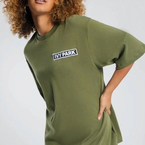 IVY PARK Tops - Ivy Park Oversized Olive Green Shirt